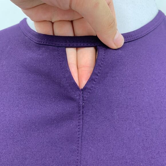 Zyia Active Twist Cropped Top Womens M Medium Purple Keyhole Short Sleeve Shirt - Picture 4 of 12